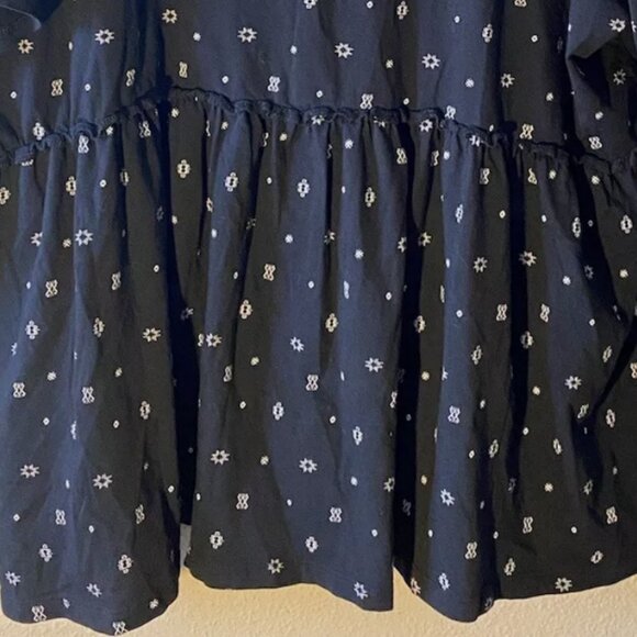 TORRID Baby Doll Geometric Print Top 3X Black Bow Tie Neckline Short Sleeve Boho - Picture 8 of 8